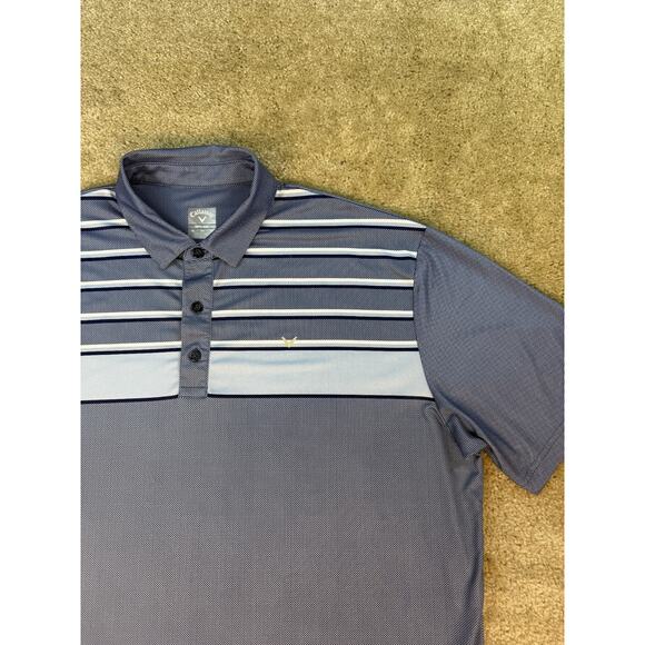 Callaway Shirt Mens XL Short Sleeve Blue Golf Polo Adult Opti-Dri Striped B457 - Picture 2 of 9